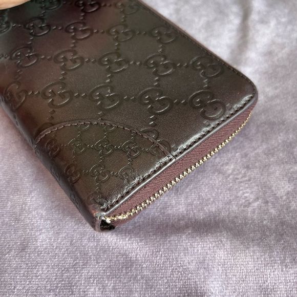 GUCCI Vintage Embossed Leather Bree Zip Around Long Wallet Brown - Picture 5 of 12